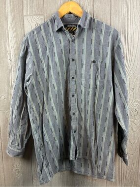 VTG Big Rock Canyon Men’s M Striped Button Down Shirt Flannel Fall Winter
